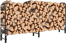 8Ft Brennholzregal Stabiles Metallgestell Als Feuerholzstapelhalter Schwarz