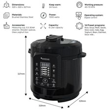 TurboTronic Dampfgarer, 100% Plastikfrei, 15 Progr., 6 Liter, energiespar.