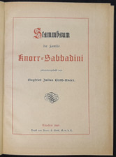 Stammbaum der Familie Knorr-Sabbadini 1896 Ahnen Genealogie Ahnenforschung