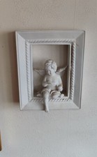 Wandbild Engel Teelichthalter Weiß