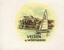 VELDEN am Wörthersee 2 auto decal für die Windschutzscheibe antik 60er Jahre alt