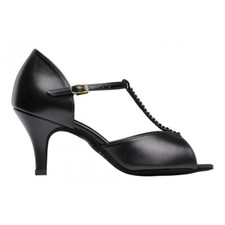 Supadance 1029 Damen schwarz Leder & Strass 21⁄2"" schmale Tanzschuhe - Größe 21⁄2