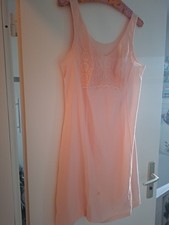 RÖSCH Vintage Nylon Unterkleid Negligee Lachs Spitzenbüste zart & schön 44 Glanz