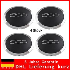 4 Stück Fiat 500 C L X Nabendeckel Raddeckel Felgendeckel schwarz Chrom 51884863
