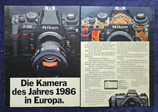 Nikon F 501 Kamera des Jahres 1986 in Europa, originale Werbung aus 1986