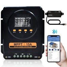 15A MPPT Solarladeregler 12V/24V Solar mit LCD Display Bluetooth APP Monitor