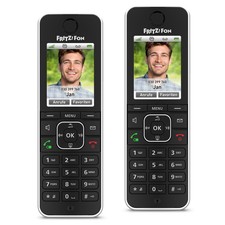 2er Pack FRITZ!Fon C6 DECT-Telefon, Schwarz [Farbdisplay 180 ppi, beleuchtete Ta