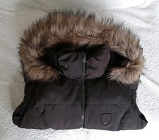 TOMMY HILFIGER Daunen Steppweste Damen Gr. M 38 36 gefüttert Fell Kaputze braun