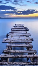 Fototapete VLIES-HOLZBRÜCKE-(6130SL)-Vertikal Tapete-Ozean Sonne Himmel XXL
