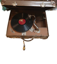 40er 50er Reise  Grammophon Koffergrammophon im Reisekoffer, RAR Mid Century