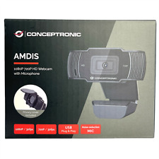 Conceptronic Webkamera AMDIS03B Full HD Webcam mit Mikrofon Für PC und Laptop