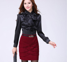 Damen Satin Büro Hemd Tops