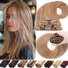 Dick Echthaar Clip In Remy Haar Extensions Haarverlängerung 8 Tressen Weft Blond