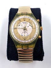 Swatch Chrono Globe SCG100 1993 Gold Armbanduhr Unisex Analog Quarzuhr Sammler ✅