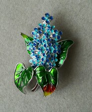 Flieder Brosche Silber Blau