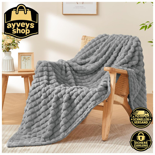 Kuscheldecke flanell grau - kuscheldecke,