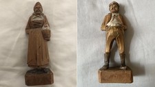 Figur aus Holz Dorf Mann und Frau 