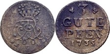 Brandenburg-Preussen 3 Pfennig 1735 Friedrich Wilhelm Original Münze #MLA344