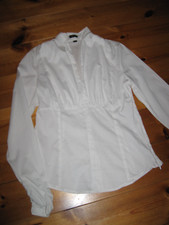 Esprit Collection festliche Bluse Gr.38 weiß Reißverschluß Schalkragen Falten