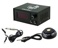 Tätowierung Set Netzteil LCD Digital Tattoo Netzgerät Fußpedal & Clipcord Kabel
