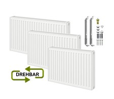 Universalheizkörper Typ22 Typ33 Kompakt Ventilheizkörper 6 Anschlüsse + Zubehör