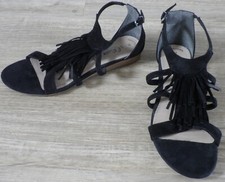 S.Oliver Premium Sandalen Fransen Leder Soft Foam schwarz Gr. 39 6 NP 90€