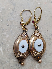 Antike Biedermeier Ohrringe mit Anhänger Schaumgold  Ohrhänger mit Brisur