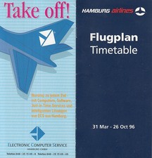 [m01] Flugplan / Timetable - Hamburg Airlines - Sommer / summer - 1996