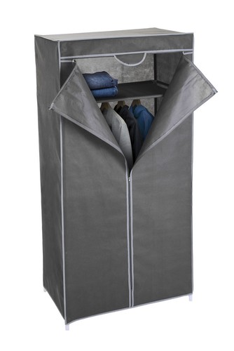 Stoff kleiderschrank grau - stoff,