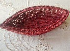 Hübsche 1 Deko SCHALE 37x21x6cm geflochten Bootsform MetallGerüst Rot ohne Kette