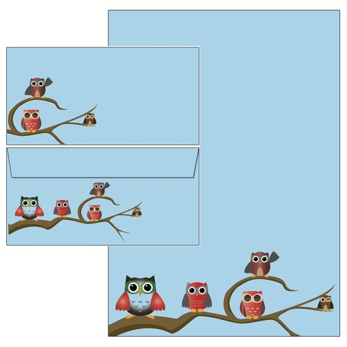 Happy eule blau motivpapier - motivpapier, 20