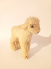 Original Steiff Lamm "Lamby" 14cm mit Knopf im Ohr & Fahne Antik 50/60iger