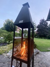 Gartenkamin Terrassenkamin mit Schamottestein aus Metall pulverbeschichtet