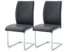 Esszimmerstühle 2er Set, PU Freischwinger mit Geschwungener Rücklehne