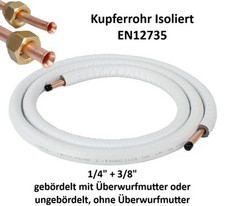 Kältemittelleitung 1-50m 1/4"+3/8" Kupferrohr Isoliert EN12735 für
