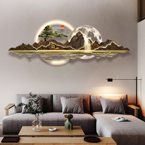 Mondschein berg led wandbild - berg,