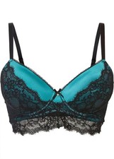 BH mit Bügel Gr. 100 Cup B Schwarz Türkis Damen-Unterwäsche Oberteil Bra Neu*