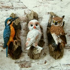 Wanddeko Eisvogel o. Eule zum auhängen Baum Baumstamm Figur Deko Garten Stamm