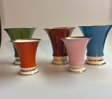 2510013 Fürstenberg Porzellan 5x Vase Goldrändern Vintage 10 und 7,5 cm Höhe