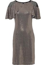 Kleid mit Pailletten Gr. 32/34 Goldfarben Damen Partykleid Abendkleid Neu*