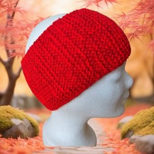 Stirnband DAMEN,55-58 cm, Rot,Sehr Weich ,handgefertigt,dicke WOLLEMIX,UNIKAT