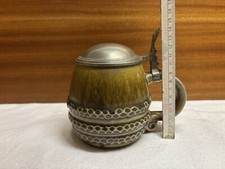 Reinhold Merkelbach Krug mit Zinndeckel Bierkrug Braun