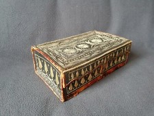 Antik Leder Schatulle Kassette