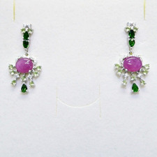 Rubin Chromdiopsid Peridot Zirkonia Ohrringe 925 Silber 585 Weißgold vergoldet