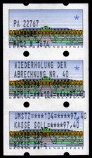 Deutschland Bund ATM 2.2.1 Abrechnung 3er-Streifen PA 22767 Hamburg vom 15.08.94