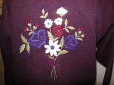 Schön*Zeitlos*Trachtenjacke*Wolle*Cardigan*Stickerei*Burgundy-Bordeaux*L/40-42