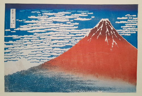 Hokusai red fuji print a - red, of
