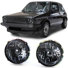 Klarglas Scheinwerfer Set Schwarz Smoke für VW Golf 1 + Cabrio 1974-1993