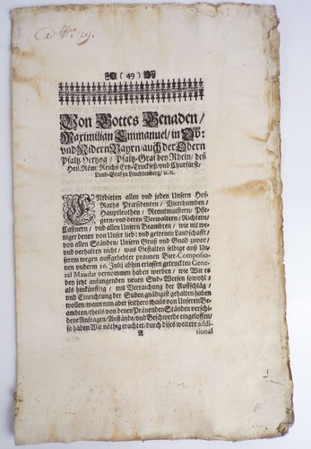 Dekret bier brauerei 1723 - bier,