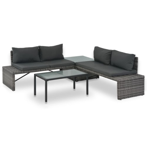 Gartensofa tlg poly rattan - 3-tlg.,